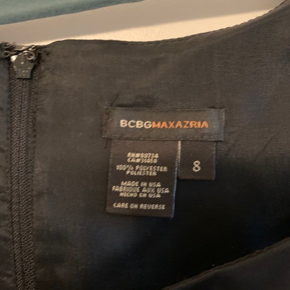 BCBG MAXAZRIA Black Satin Midi Empire Waist Dress - Picture 3 of 3